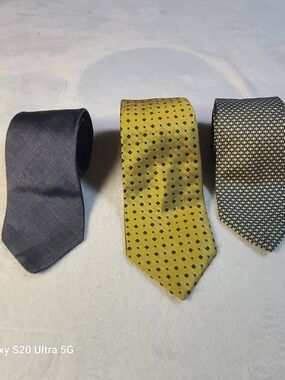 Three Tommy Hilfiger Ties with Navy Diamond Dot Silk Ties